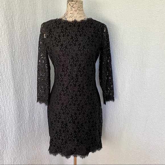 Diane Von Furstenberg Colleen Black Lace Dress - Picture 3 of 10